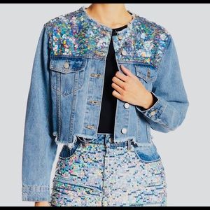 Mustard Seed sequined denim jacket